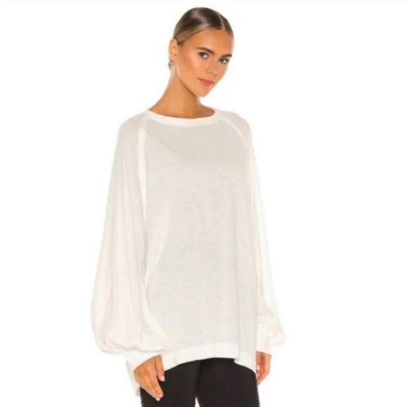 NEW Free People Shes Everything White Solid Puffed Long Sleeve Womens Size M - Picture 3 of 13